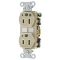 Hubbell Wiring Device-Kellems Straight Blade Devices, Duplex Receptacle, Hubbell-Pro, Hospital Grade, LED Indicator, 2-Pole 3-Wire Grounding, 15A 125V, 5-15R, Ivory 8200IVL